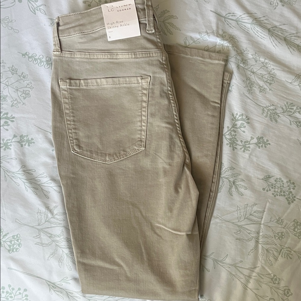 NWT LC Lauren Conrad Women's Sage/Beige High-Rise Skinny Ankle sz.8